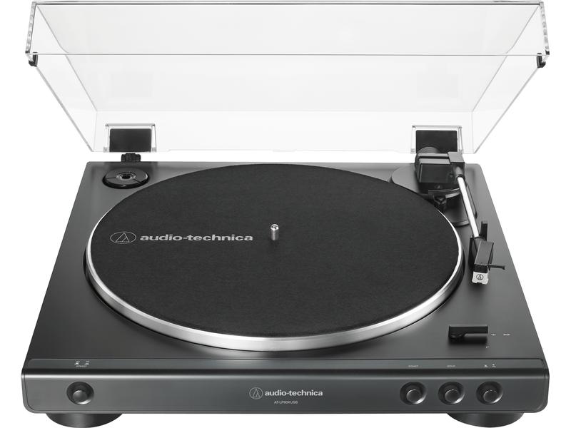 Audio-Technica Plattenspieler AT-LP60XUSB Grau/Schwarz Vollautomatischer Stereo-Hi-Fi-Plattenspieler mit Riemenantrieb und Umwandlungsmöglichkeit