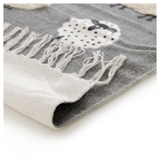 Tapis chambre d'enfant - petits moutons - gris et beige - 120 x 170 cm