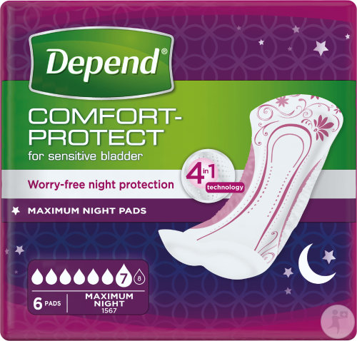 Depend Protège-Slip Femmes Incontinence Et Fuites Urinaires Serviette Maximum Night 6 Pièces
