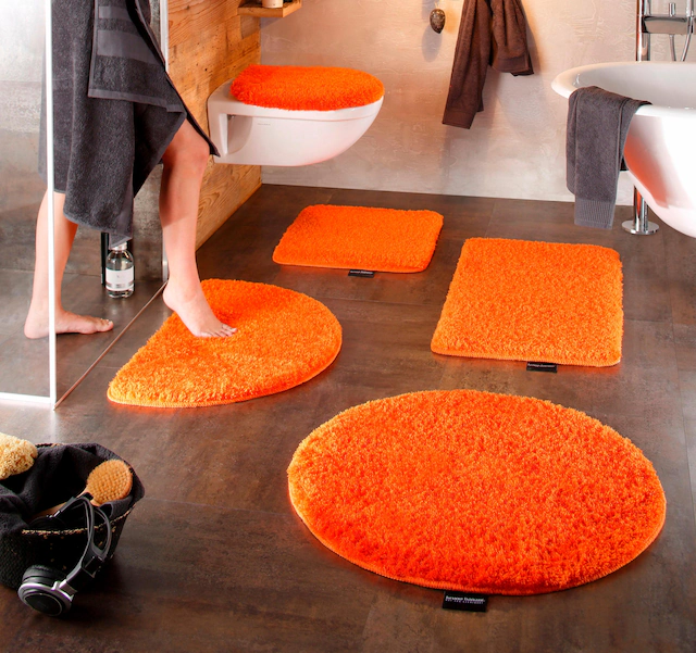 Bruno Banani Badematte »Lana, Badvorleger, Badezimmer Teppich« Höhe 25 mm rutschhemmend beschichtet fussbodenheizungsgeeignet | schnell trocknend | strapazierfähig Badteppich, Badematten, unifarben, auch als 3 teiliges Set & rund