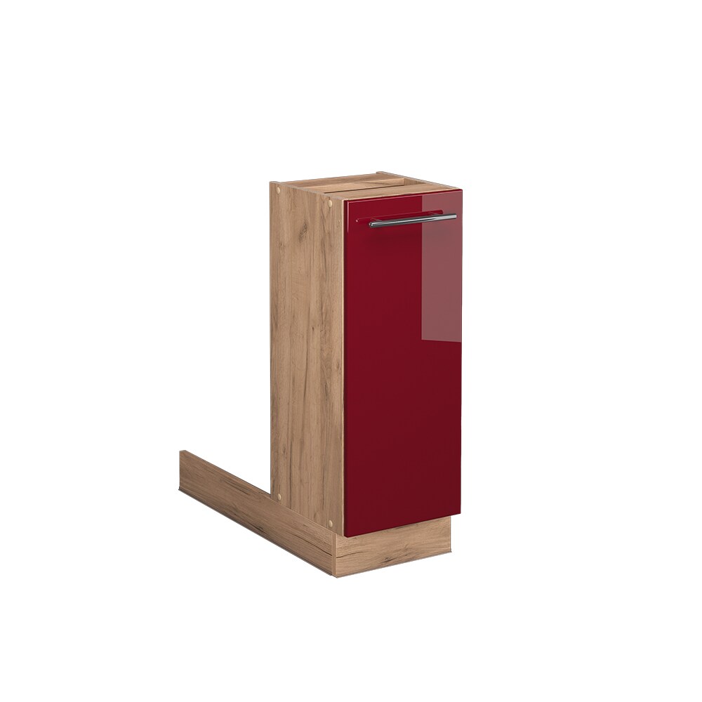 Vicco Regalinselunterschrank Küchenschrank Küchenmöbel Fame-Line Eiche Bordeaux Rot 30 cm modern Hochglanz Küche Einbauküche Kücheninsel Drehtür Einlegeboden Blende Küchenunterschrank Küchenzeile