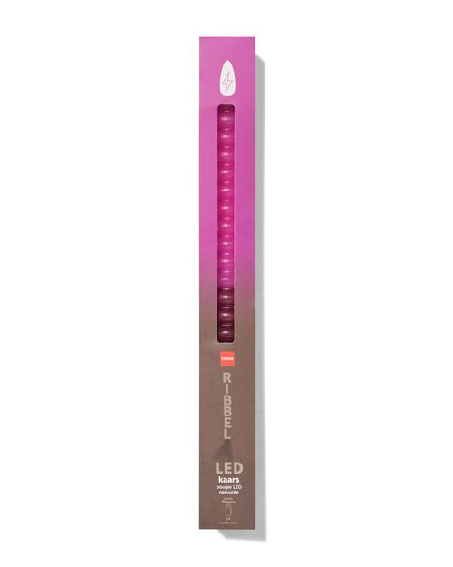 bougie LED nervurée rose/rouge foncé