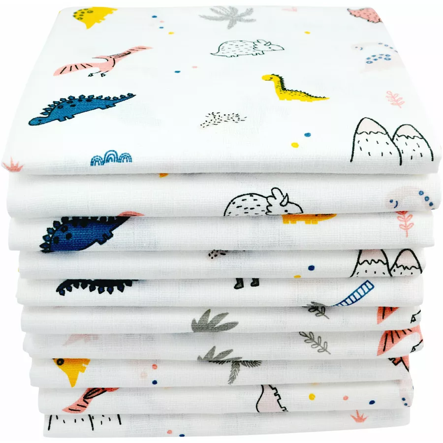M.M.C. Mullwindel 10 PACK Tier Motive 80x70 cm Mulltücher 10 Dinos