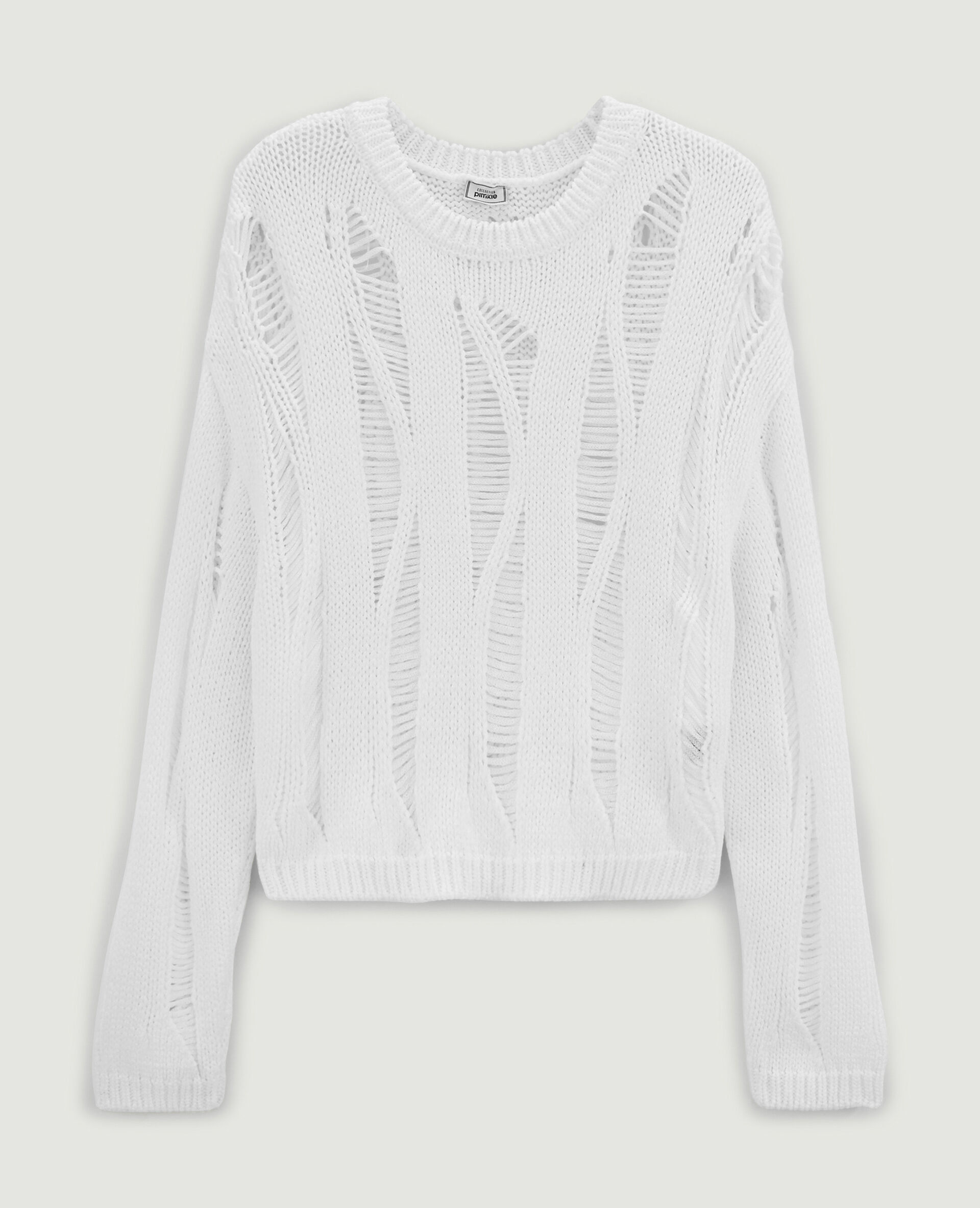 Pull court avec détails ajourés - Blanc