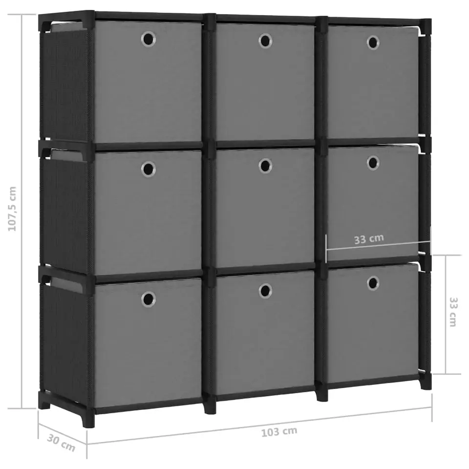 vidaXL - Opbergkast - Zwart - Stof - 9-vaks