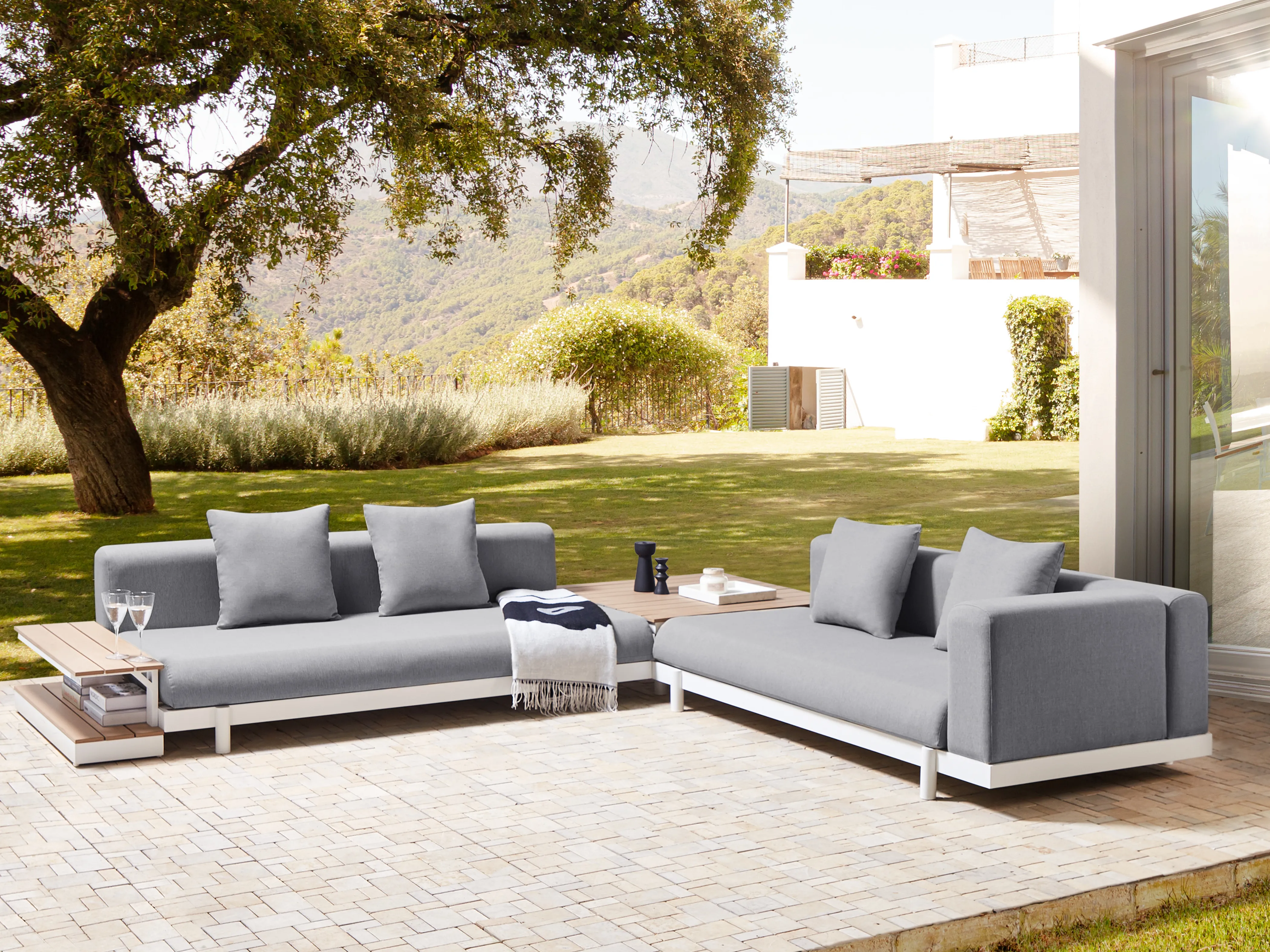 Tuin hoekloungeset met tafel 5-zits MISSANELLO Grijs