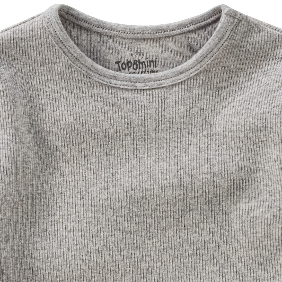 Topomini Pure Collection Newborn Langarmshirt mit Rippstruktur hellgrau