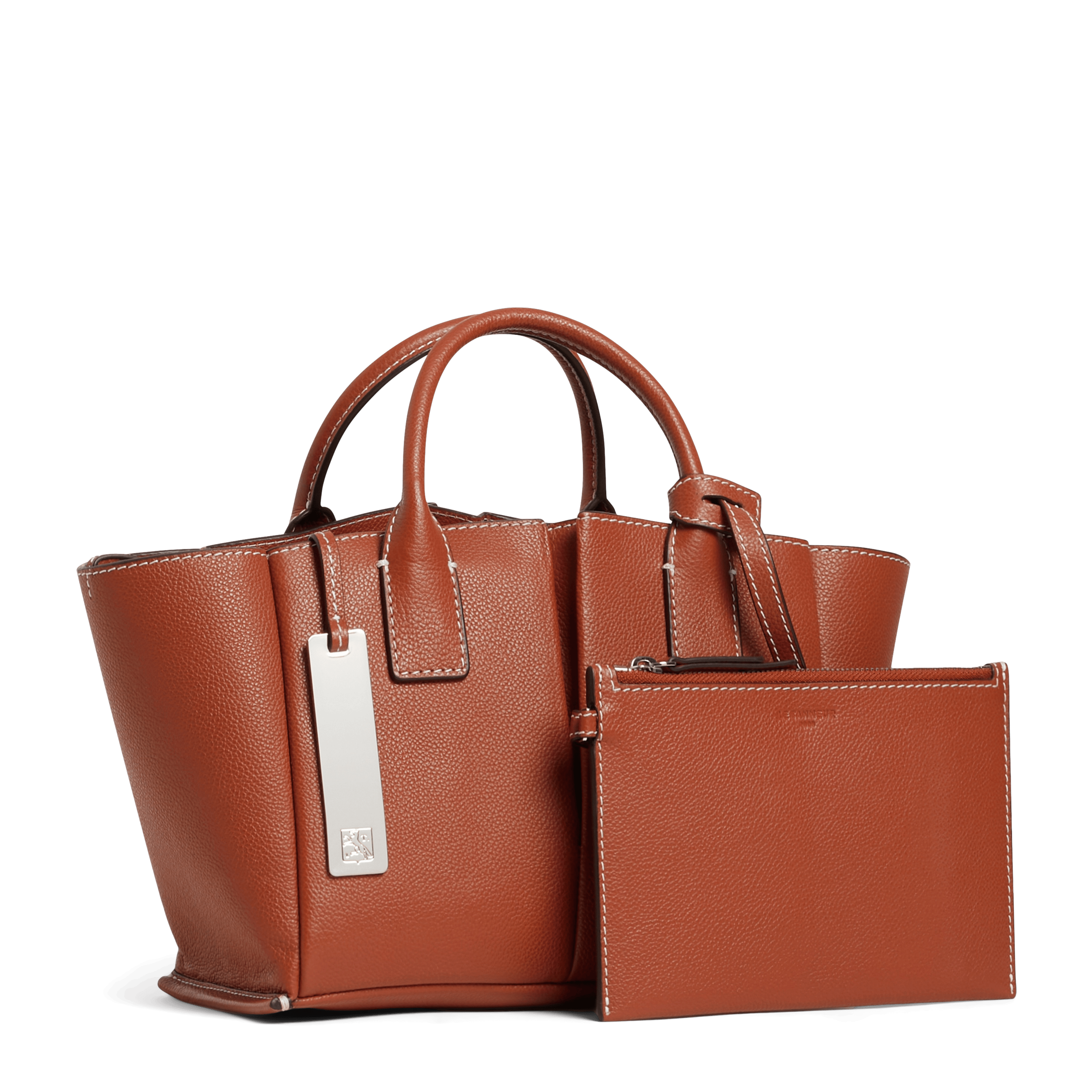 ELENA - Petit sac cabas en cuir de vachette | Marron