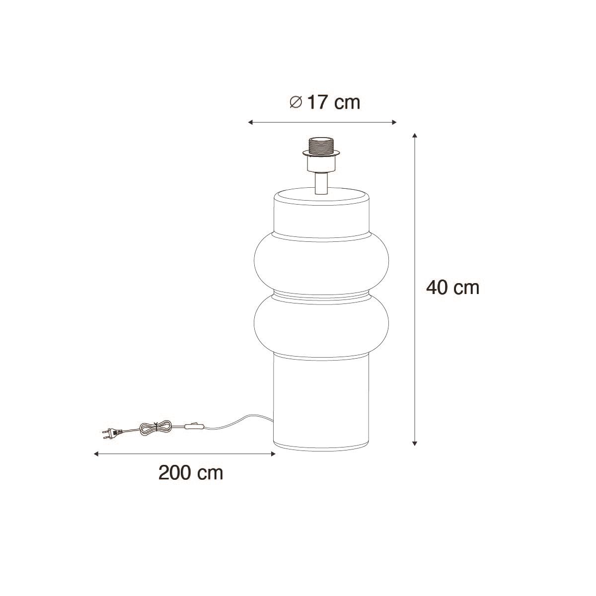 Design tafellamp zwart keramiek 17 cm zonder kap - Alisia