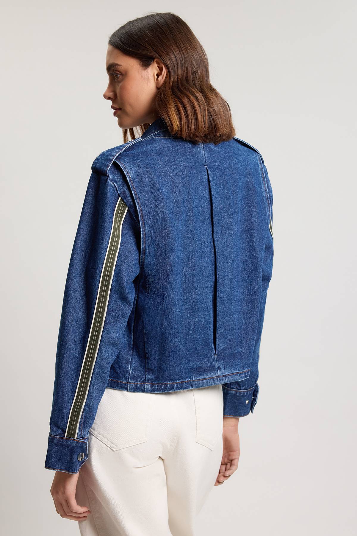 KarenMillen Veste En Denim Courte À Panneaux Latéraux