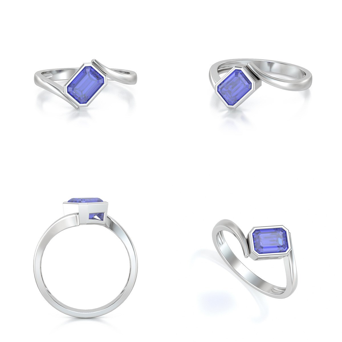 Bague Tanzanite sur Argent 925 2.26grs
