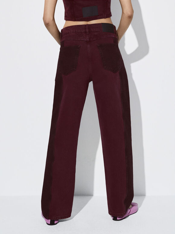 Calça jeans color block - Violeta