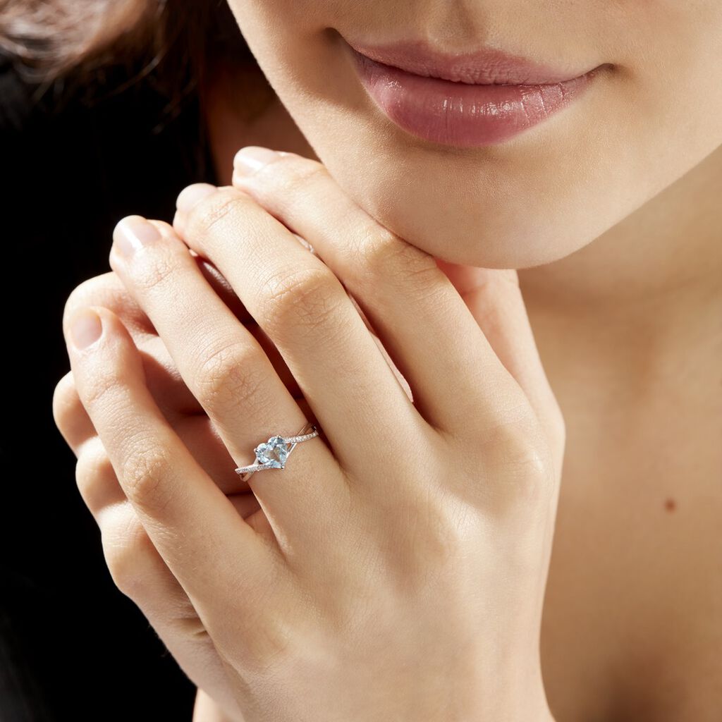 Bague Clothilde Or Blanc Topaze Et Oxyde De Zirconium