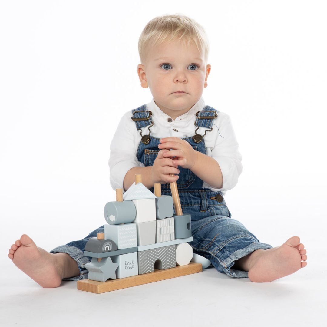 Label label stapelblokken house blue - 25-delig