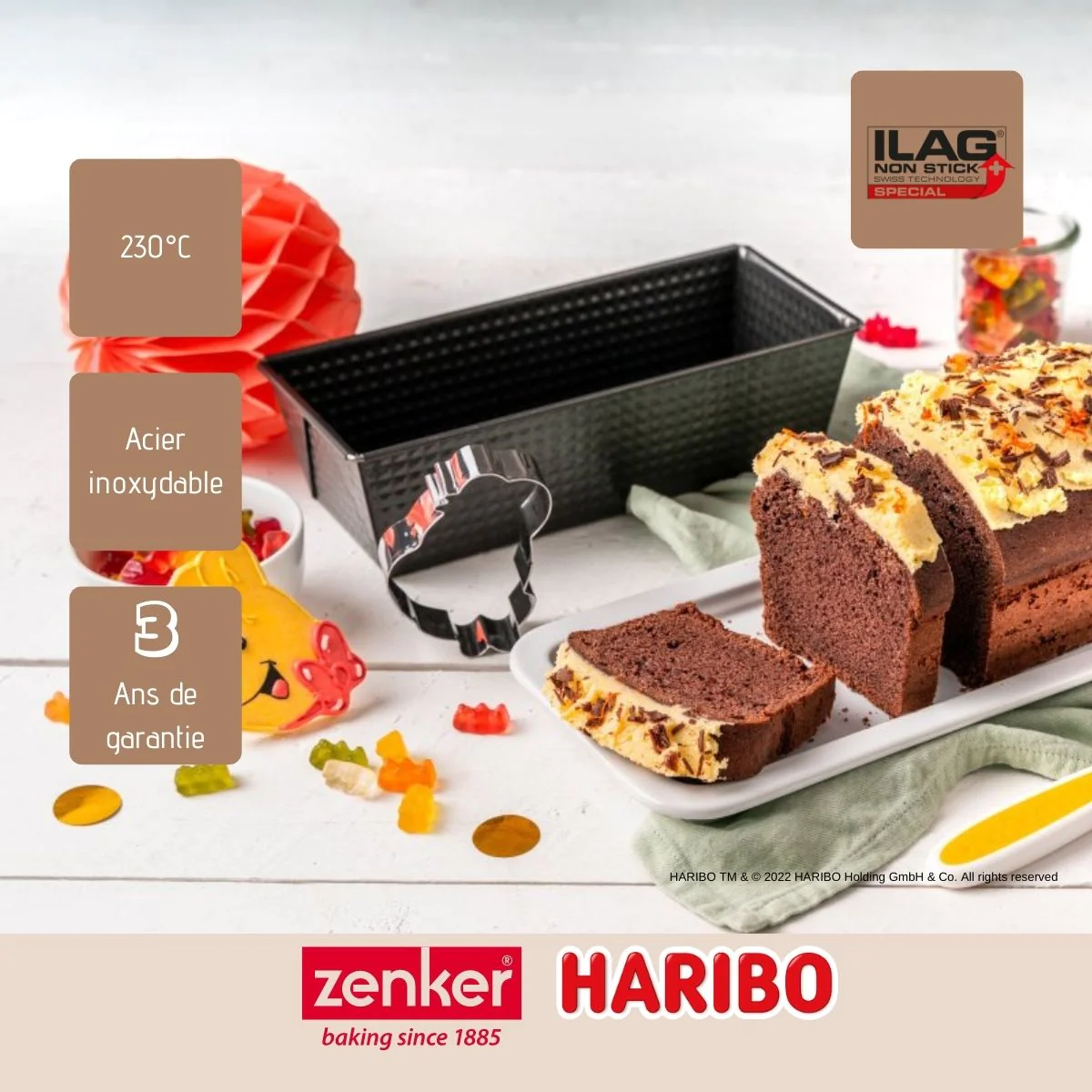 Moule à cake 25 cm avec emporte-pièce Haribo Zenker