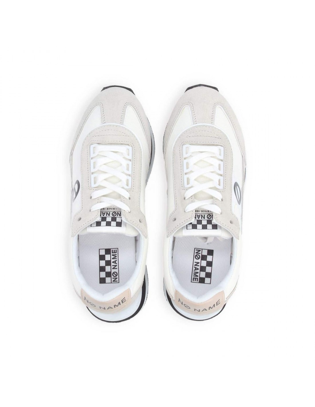 no name Baskets compensées femme boom jogger daim gris/blanc/noir