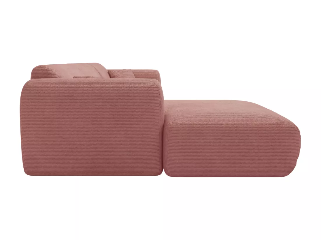 Grand canapé d'angle gauche en tissu texturé rose POGNI de Maison Céphy
