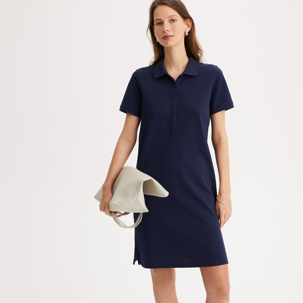 ANNE WEYBURN<br>Vestido reto, comprimento midi, mangas curtas