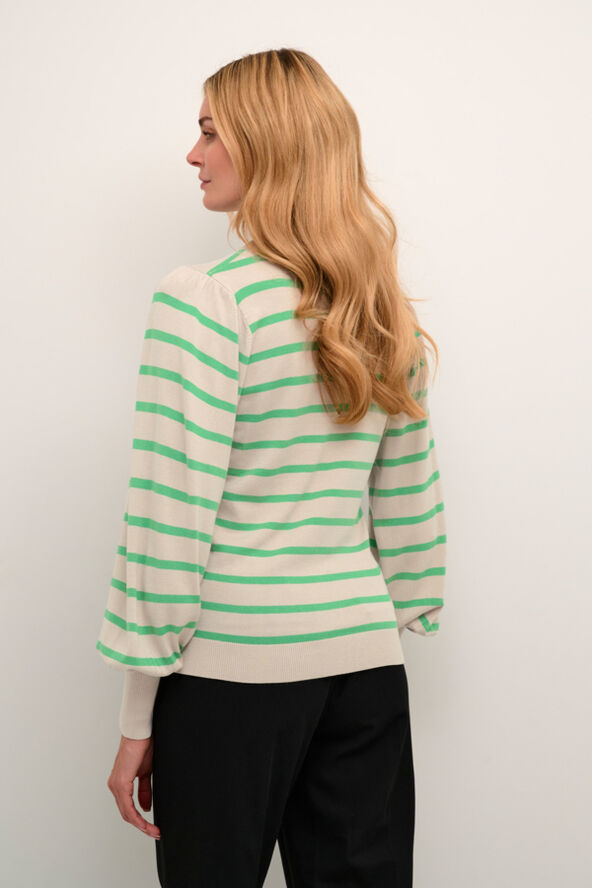 Kaffe KAmala Stripe Knit Pullover Feather gray melange/green