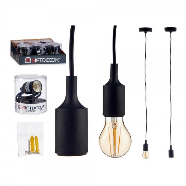 Suspension industriel noir métal plastique (9,7 x 12 x 9,7 cm)