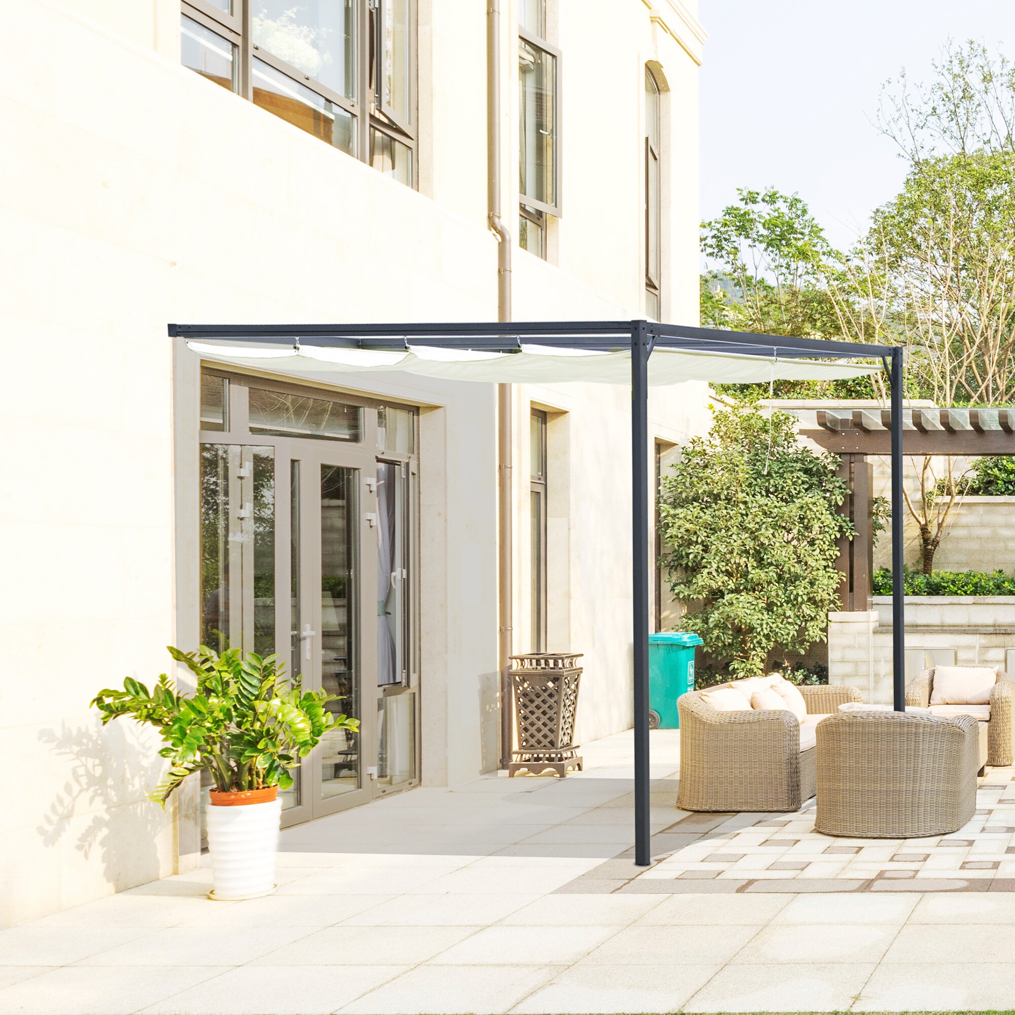 Outsunny Pergola mit Stoffdach weiß 40L x 50B x 90H cm