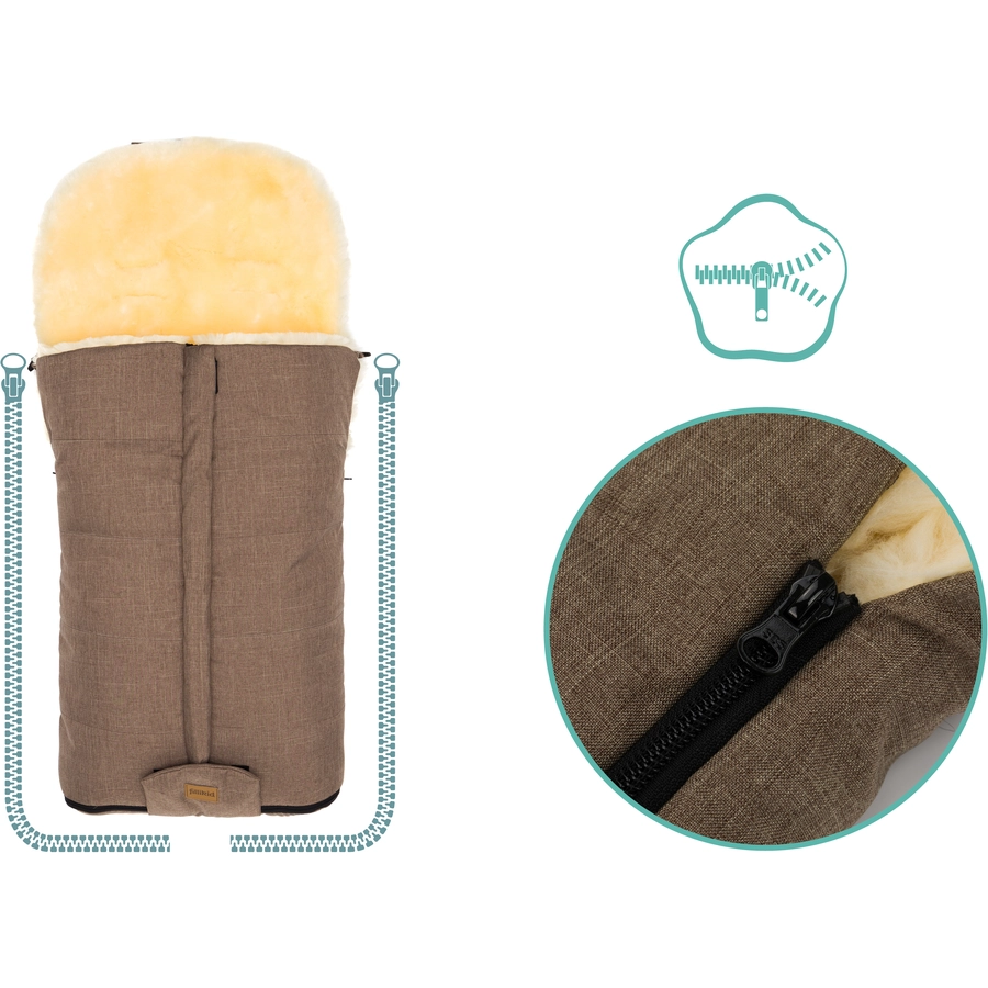 fillikid Winterfußsack Jarvis Lammfell braun melange