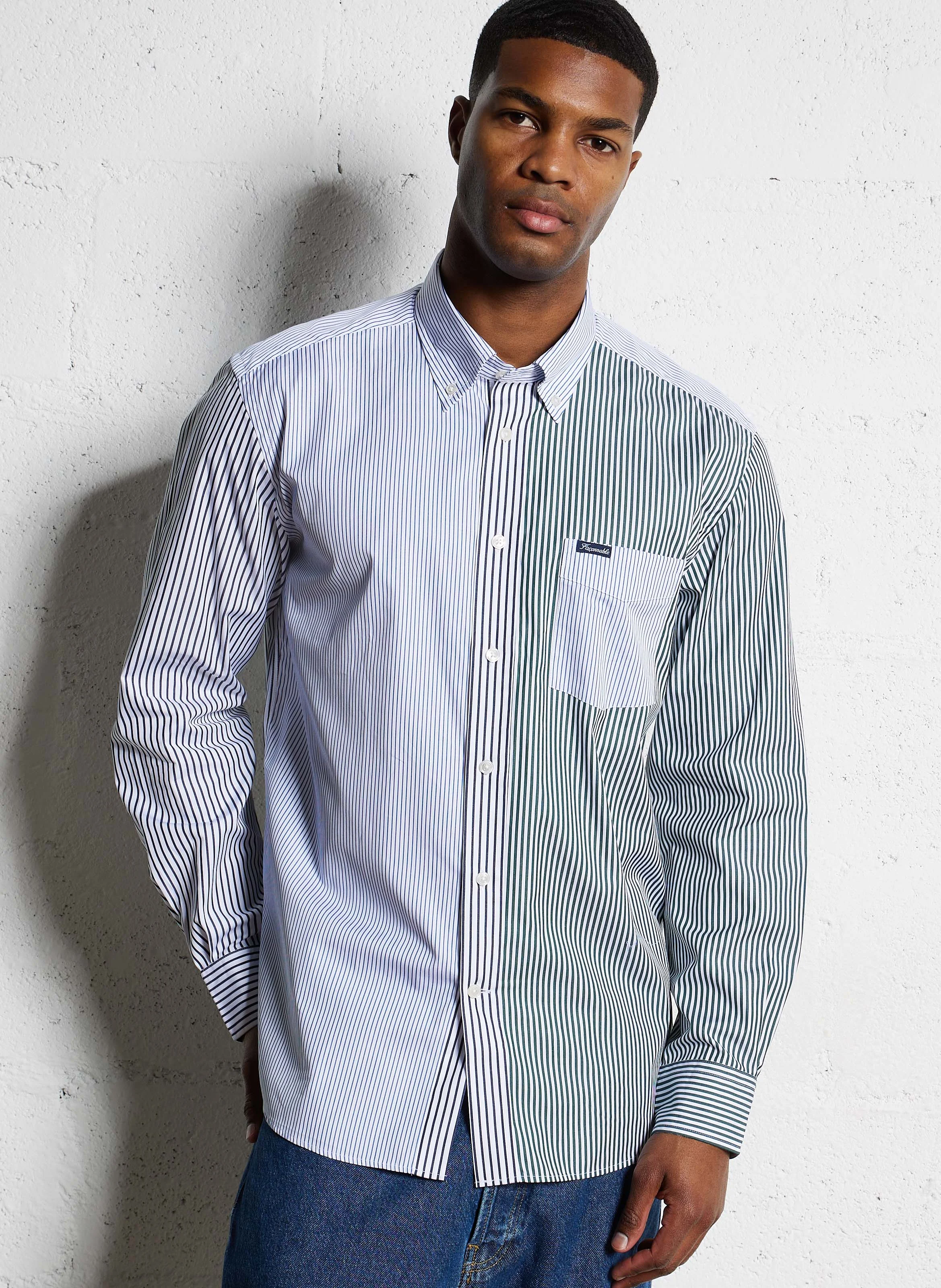 Chemise droite en coton rayé | Multicolore