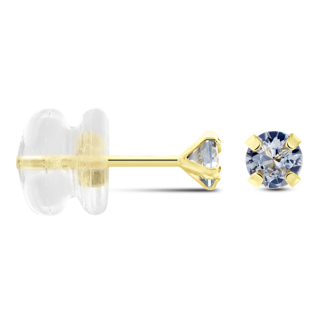 Boucles D'oreilles Puces Or Jaune Oxyde De Zirconium