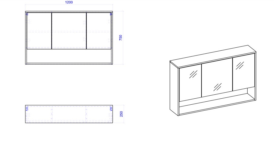 Comad Borneo Cosmos 843 FSC spiegelkast 120cm eiken/grijs