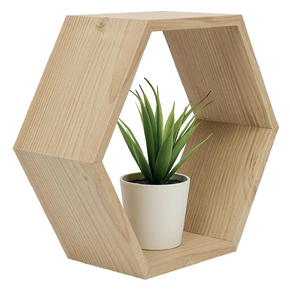 Lot de 2 étagères murales hexagonales en bois