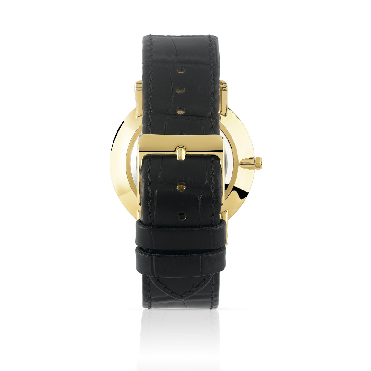 Montre homme dorée bracelet cuir noir