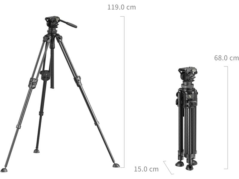 Smallrig Leichtes Video-Stativset aus Kohlefaser AD-50 Pro Video-Stativset aus Kohlefaser