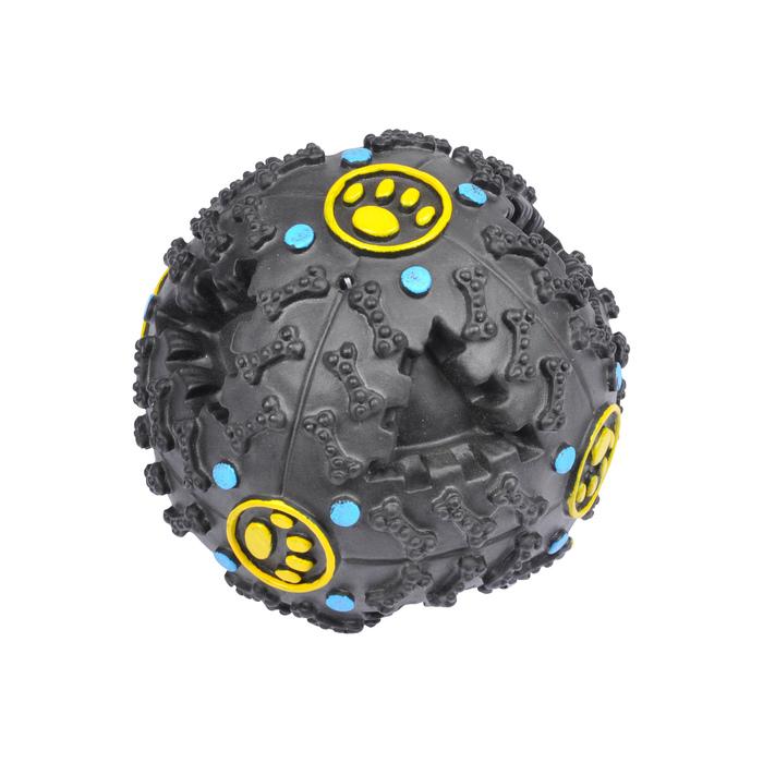BALLE DISTRIBUTEUR DE CROQUETTES VINYLE SONORE NOIR D.10CM