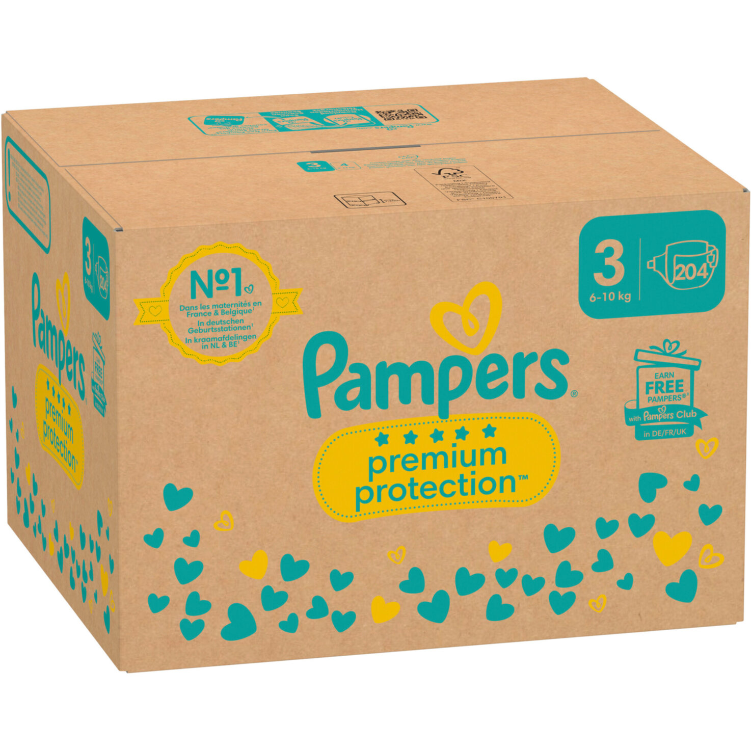 Pampers Premium Protection Grösse 3, 6-10kg, 204 Stück