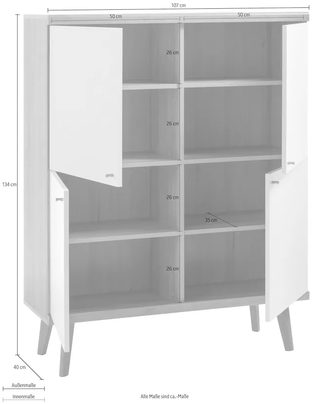 andas Highboard »Merle« Scandi Design, Breite 107 cm