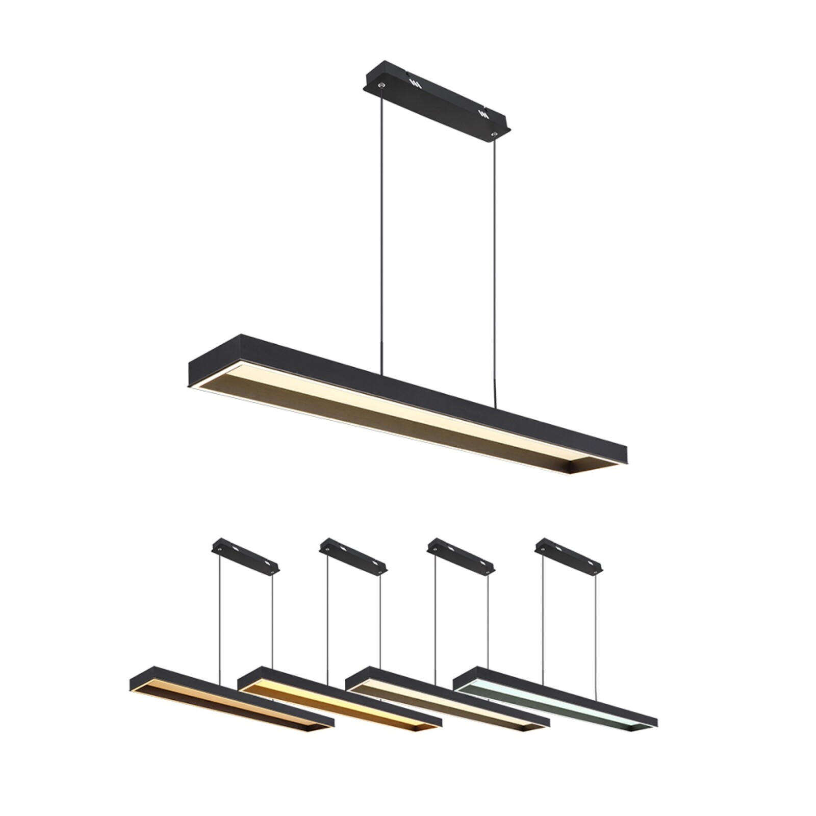 LED-Hängeleuchte - schwarz matt - anthrazit gebürstet - 116 cm