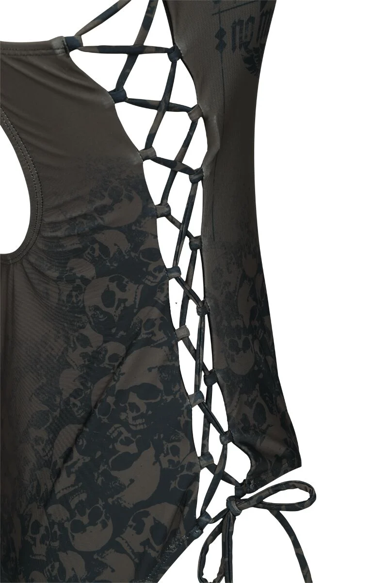 Maillot de bain avec laçages et crânes | Rock Rebel by EMP Maillot de bain