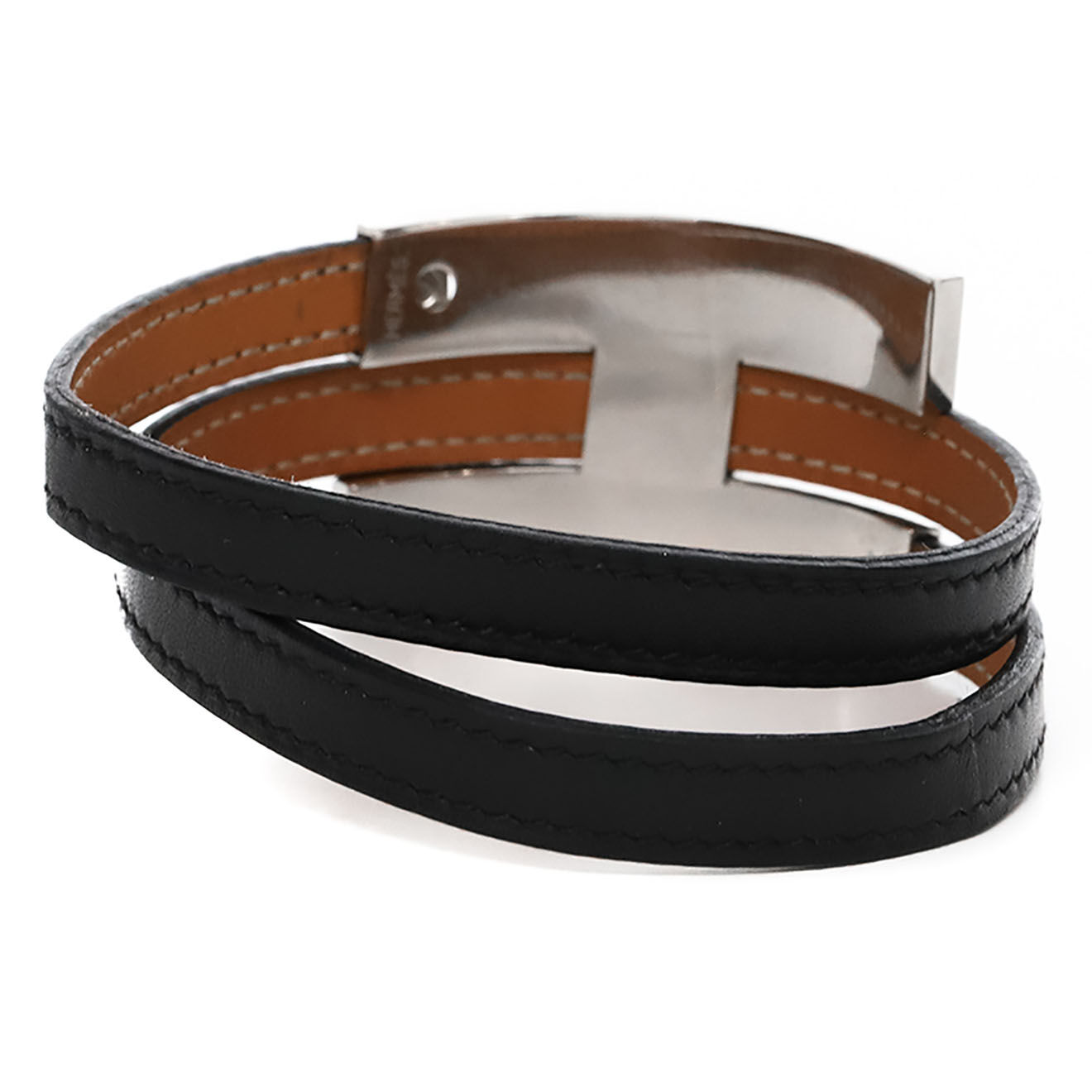 Hermès Bracelet Pousse Pousse en Cuir noir - Très bon état