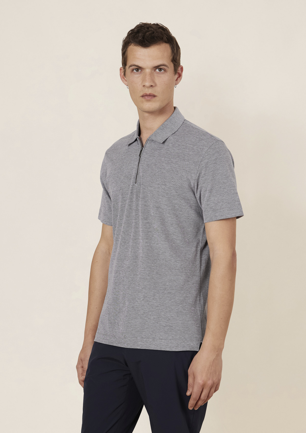 Polo manches courtes Slim en coton uni beige