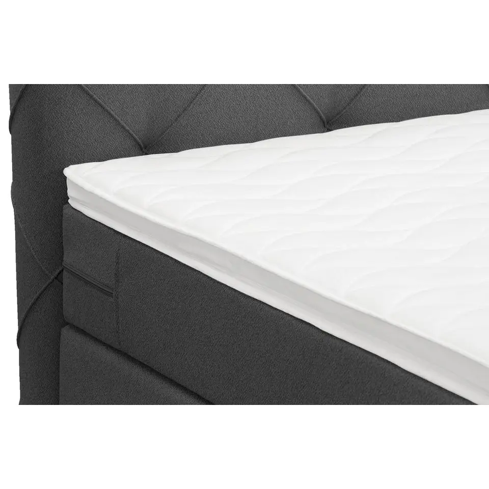 Boxspring met opbergruimte en voetbord Liv geruit - antraciet - 160x200cm