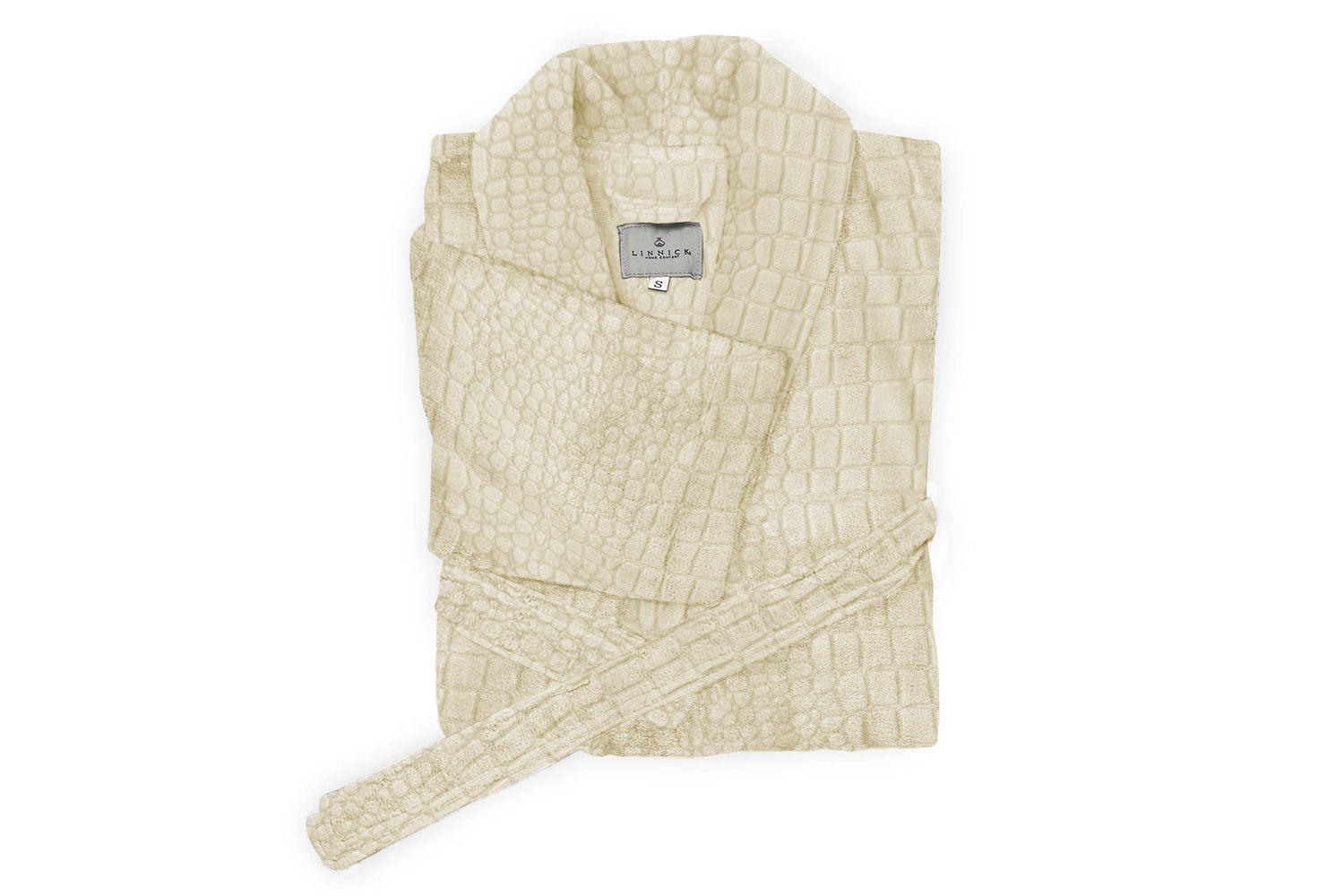 LINNICK Flanel Fleece Badjas Croco - ivoor