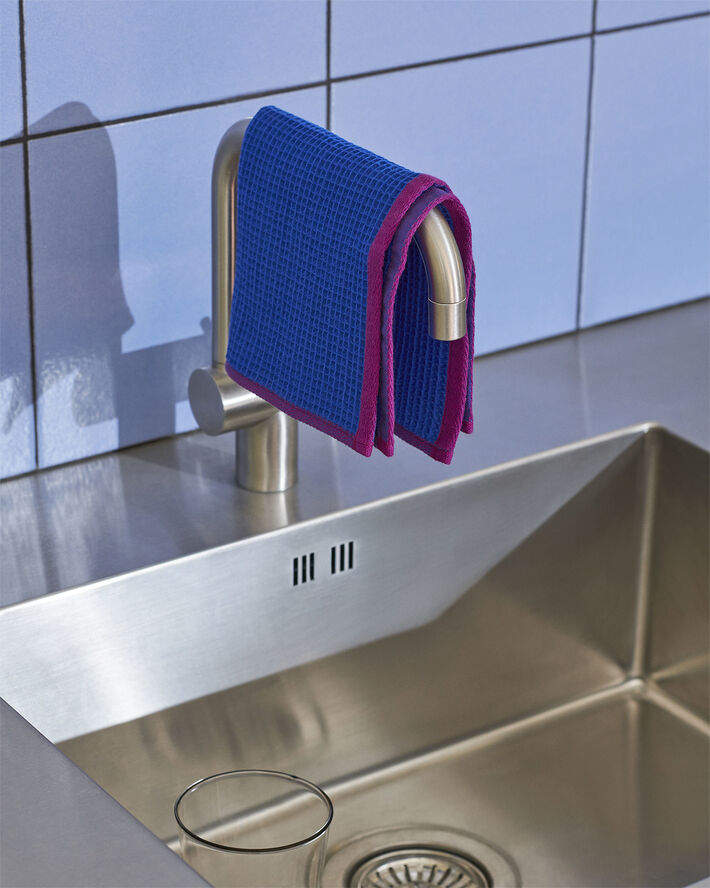 Hay Canteen Dish Cloth-Set of 2-Blue/fu Blue/fuchsia, beige/yellow