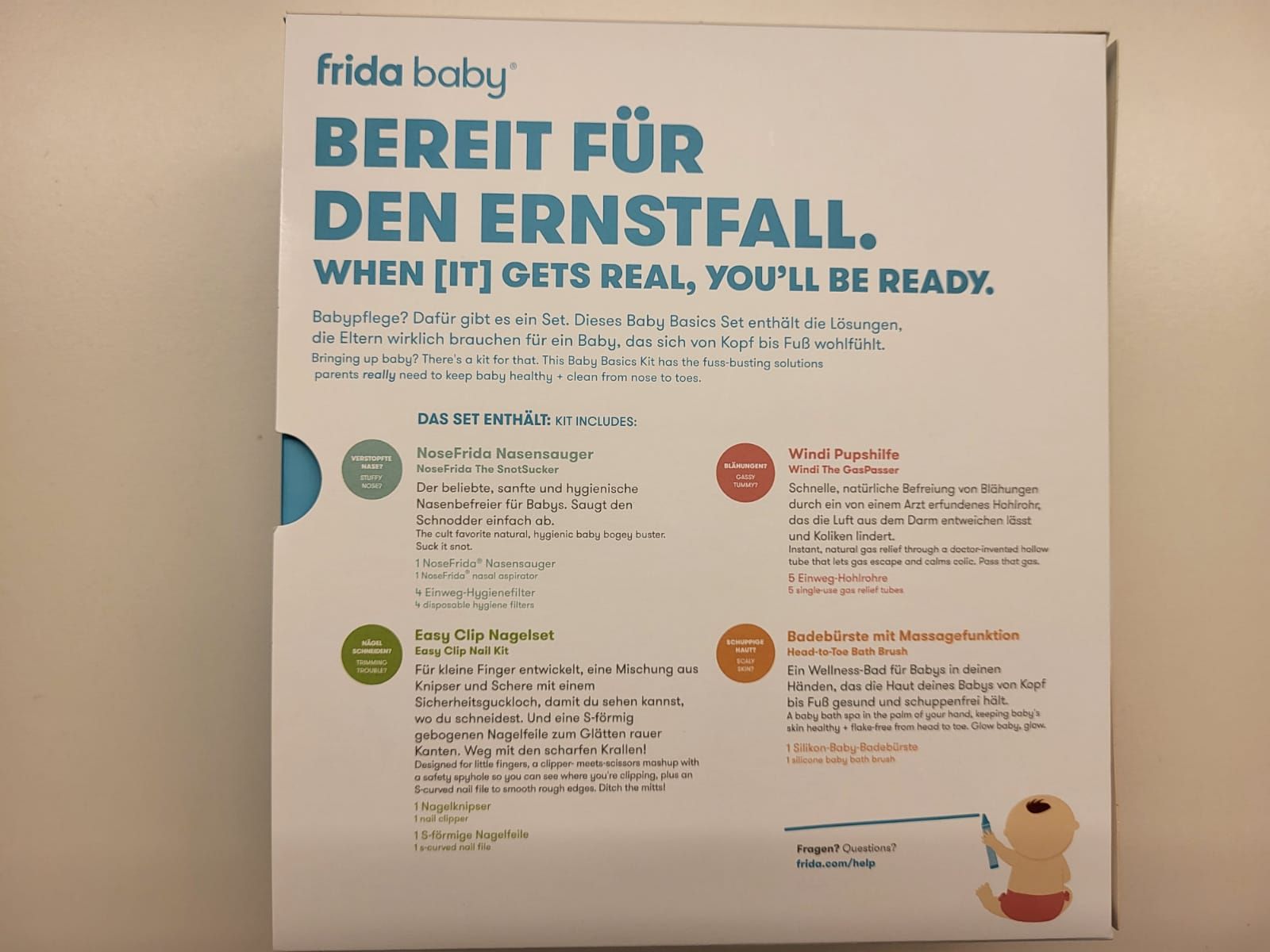Frida Baby Basics Set Nasensauger, Windi Blähhilfe, Nagelset & Badebürste