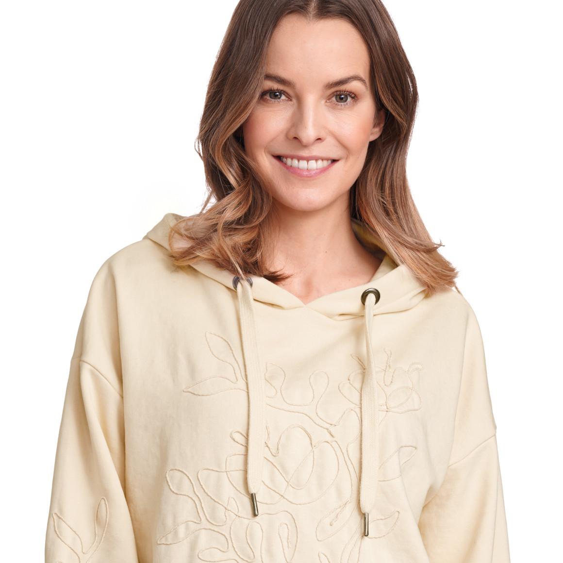 Gina Benotti Damen Hoodie mit Blumen-Motiv creme