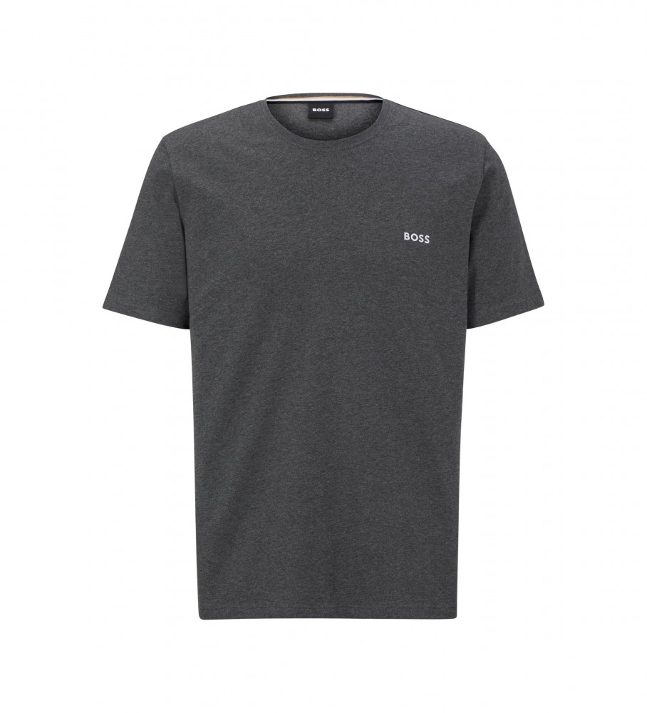 Camiseta BOSS de manga curta com logo no peito, cinza