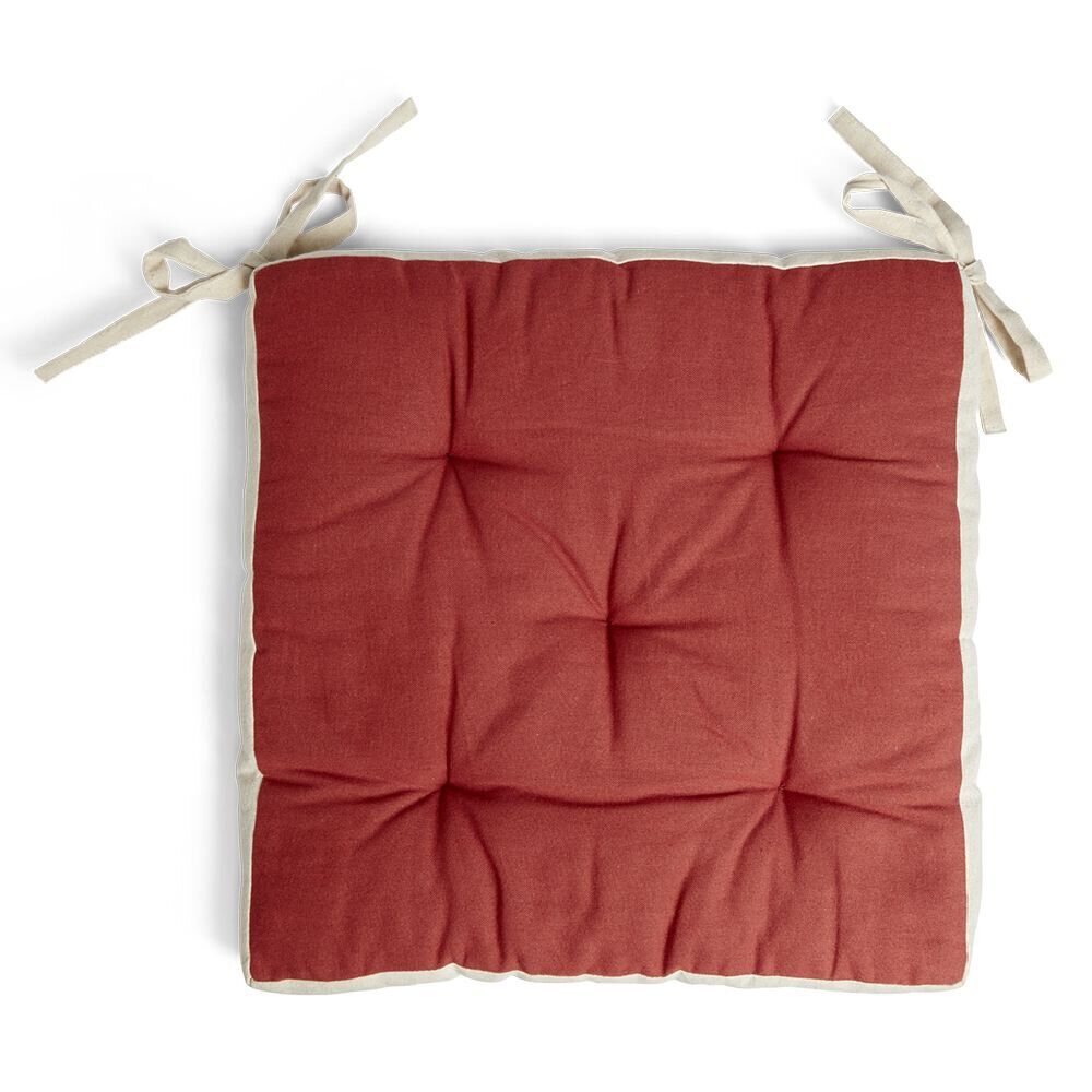 Galette de chaise matelassée en coton terracotta 40x40cm