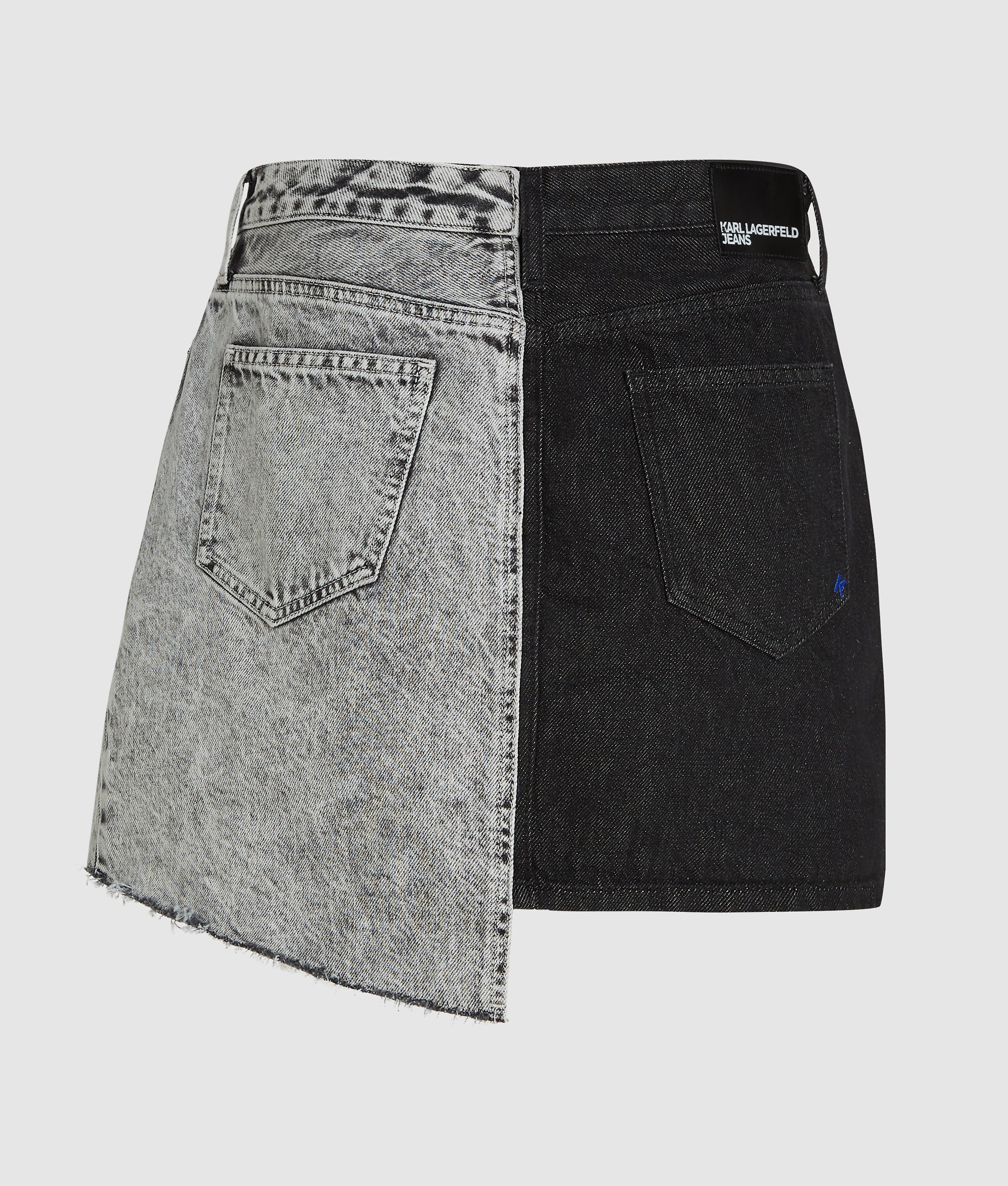 Tweekleurige denim minirok