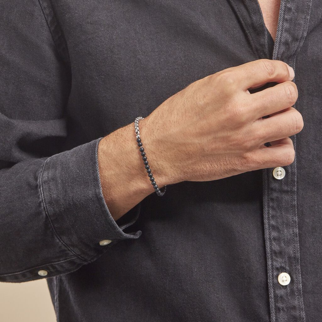 Bracelet Acier Blanc Christiano Onyx