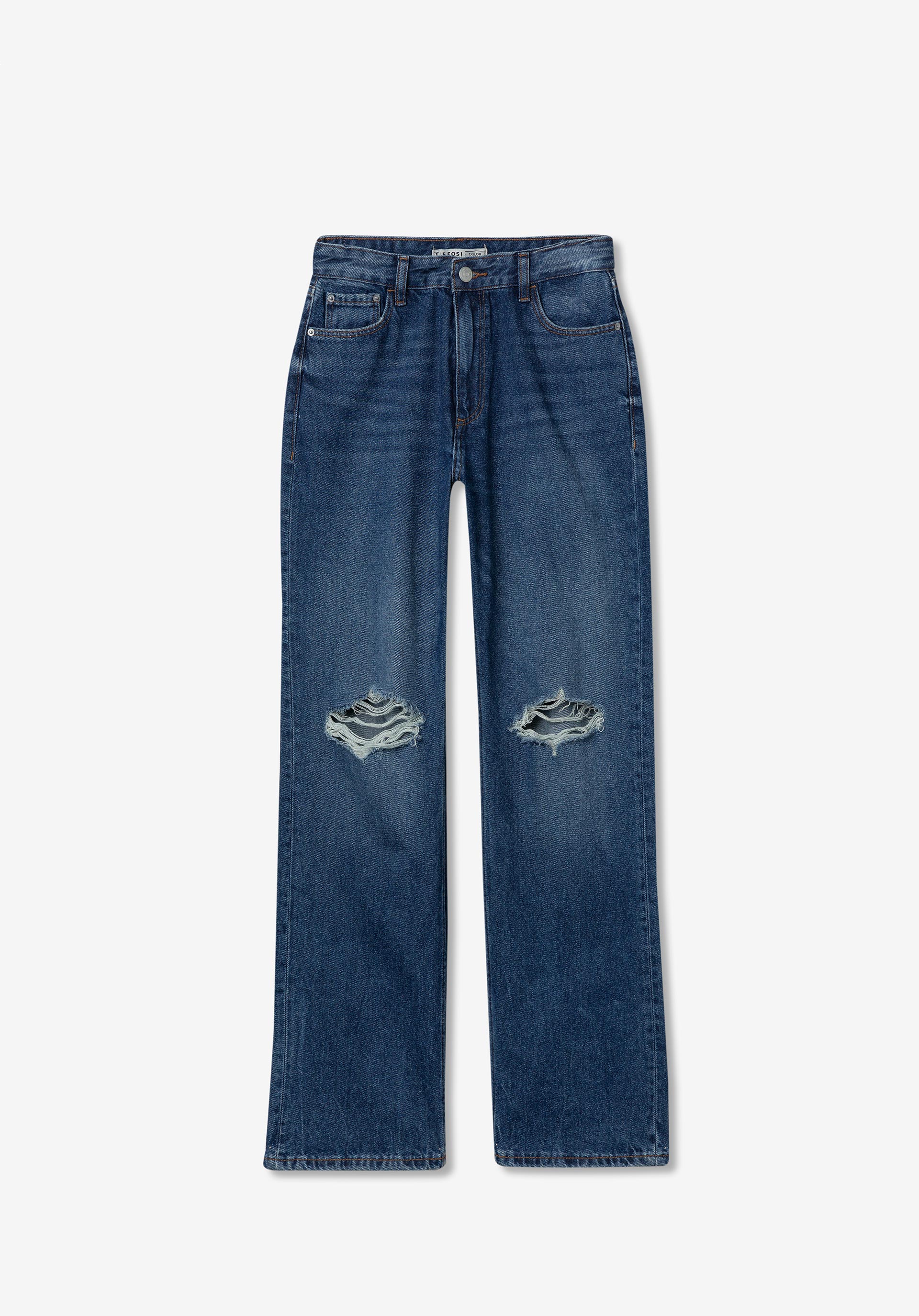 Jeans Taylor Straight Fit com Rasgões