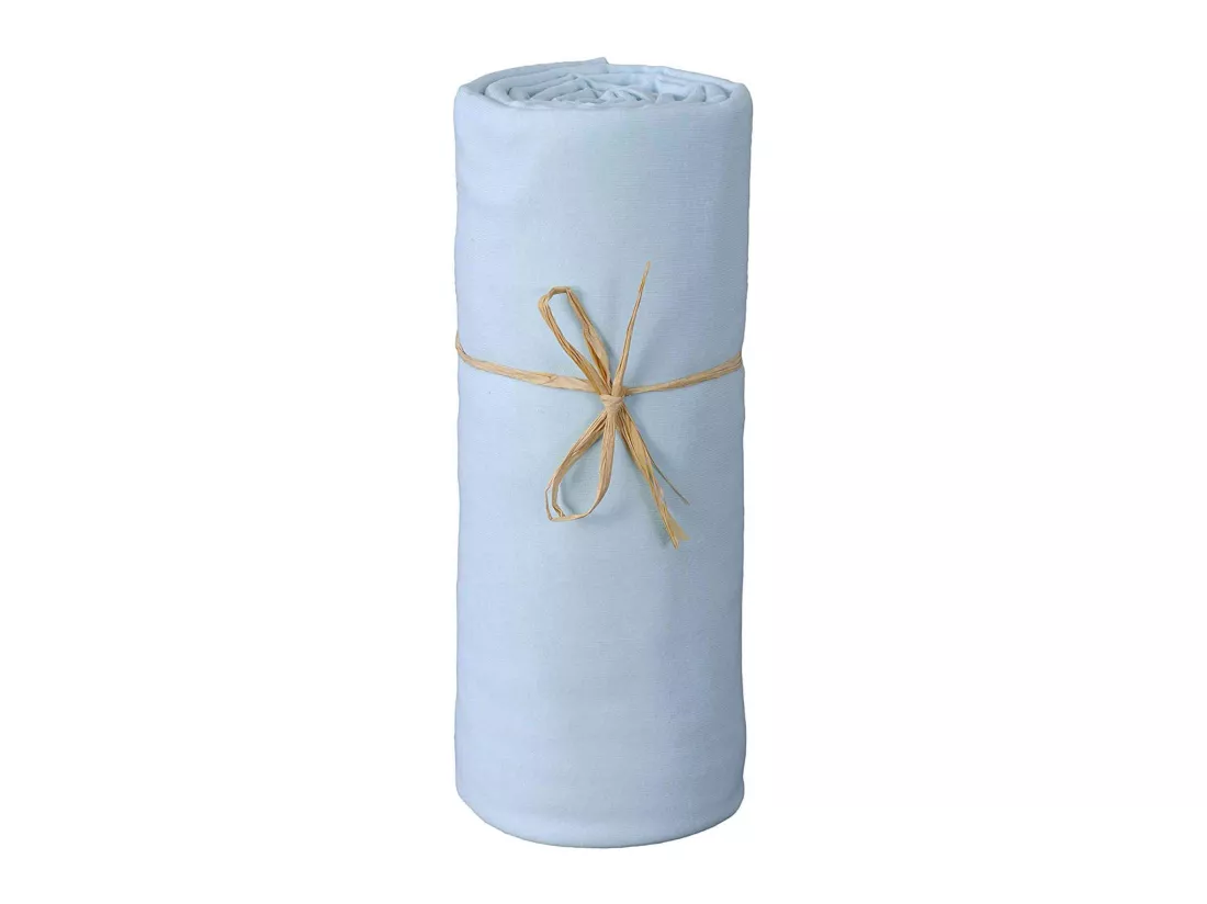 Drap housse bébé jersey bio bleu 60x120